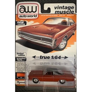 AUTOWORLD AW 07642 1970 PLYMOUTH SPORT FURY GT BURNT ORNAGE POLY 1/64 DIE-CAST
