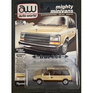 AUTOWORLD AW 07653 1987 PLYMOUTH VOYAGER LT. CREAM/GOLDEN BRONZE 1/64 DIE-CAST