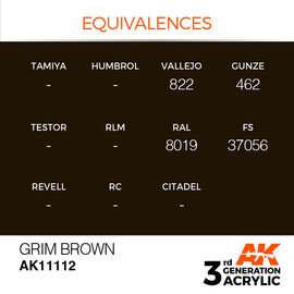 AK INTERACTIVE AK 11112 AK Interactive 3G Acrylic Grim Brown 17ml