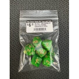 BB DICE-GRN MARBLED DICE POLYHEDRAL GREEN/GOLD (7PCS)