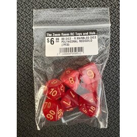 BB DICE-R MARBLED DICE POLYHEDRAL RED/GOLD (7PCS)