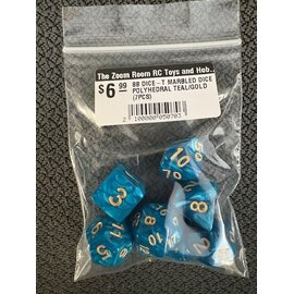 BB DICE-T MARBLED DICE POLYHEDRAL TEAL/GOLD (7PCS)