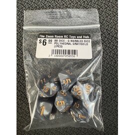 BB DICE-G MARBLED DICE POLYHEDRAL GRAY/GOLD (7PCS)