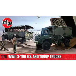 AIRFIX AIR A03306A WWII 3-TON G.S. AND TROOP TRUCKS 1/76 PLASTIC MODEL