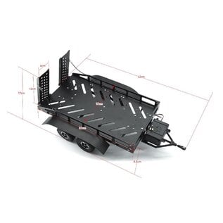 HOBBY DETAILS HDT TL01003B Hobby Details 1/16 to 1/18 Trailer with LED Lights (Trailer Bed 30 x 16 x 8.5 cm)(Ramps 12 x 4 cm) - Ti-Color