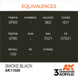 AK INTERACTIVE AK 11028 AK Interactive 3G Acrylic Smoke Black 17ml