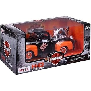 MAISTO MAI 32180 1948 FORD F-1 PICKUP ORANGE/BLACK 1958 FLH DUO GLIDE ORANGE/BLACK 1/24 DIE-CAST HARLEY DAVIDSON