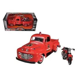 MAISTO MAI 32191 1948 FORD F-1 PICKUP RED / 1936 EL KNUCKLEHEAD 1/24 DIE-CAST HARLEY DAVIDSON