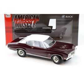 AUTOWORLD AW 1296 1970 BUICK GS STAGE 1 BURGUNDY MIST WITH WHITE ROOF 1/18 DIE-CAST