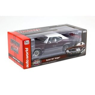AUTOWORLD AW 1296 1970 BUICK GS STAGE 1 BURGUNDY MIST WITH WHITE ROOF 1/18 DIE-CAST