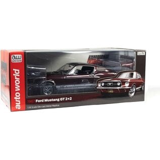 AUTOWORLD AW 1309 1967 FORD MUSTANG GT 2+2 VINTAGE BURGUNDY 1/18 DIE-CAST