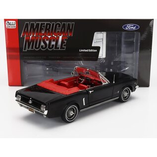AUTOWORLD AW 1312 1964-1/2 FORD MUSTANG CONVERTIBLE GLOSS BLACK 1/18 DIE-CAST
