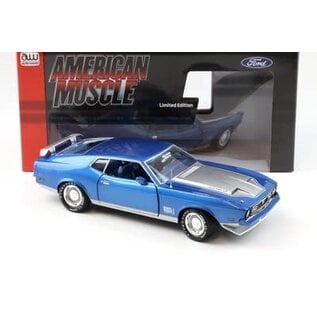 AUTOWORLD AW 1335 1971 FORD MUSTANG MACH 1 SILVER BLUE METALLIC 1/18 DIE-CAST