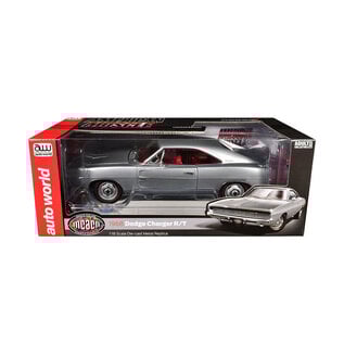 AUTOWORLD AW 1344 1968 DODGE CHARGER R/T SILVER METALLIC 1/18 DIE-CAST