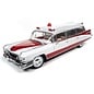 AUTOWORLD AW 302 1959 CADILLAC ELDORADO AMBULANCE RED AND WHITE 1/18 DIE-CAST