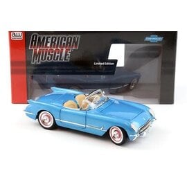 AUTOWORLD AW 1341 1954 CHEVY CORVETTE PENNANT BLUE 1/18 DIE-CAST
