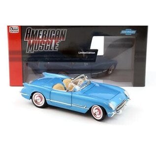 AUTOWORLD AW 1341 1954 CHEVY CORVETTE PENNANT BLUE 1/18 DIE-CAST
