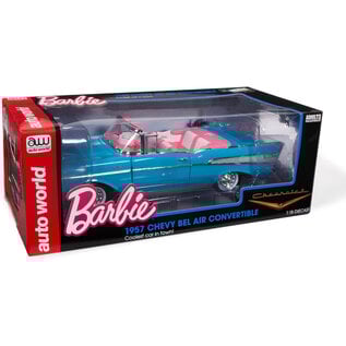 AUTOWORLD AW SS135 1957 CHEVY BEL AIR CONVERTIBLE (BARBIE) BRILLIANT TURQUOISE 1/18 DIE-CAST