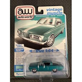 AUTOWORLD AW 07657A 1965 PLYMOUTH BARRACUDA FORMULA S MEDIUM TURQUOISE POLY 1/64 DIE-CAST