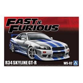 AOSHIMA AOS 06795 FAST & FURIOUS R34 SKYLINE GT-R 1/24 PLASTIC MODEL