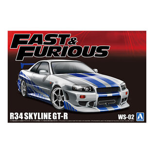 AOSHIMA AOS 06795 FAST & FURIOUS R34 SKYLINE GT-R 1/24 PLASTIC MODEL