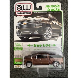AUTOWORLD AW 07689 2019 CHEVY SILVERADO HIGH COUNTRY OAKWOOD METALLIC 1/64 DIE-CAST