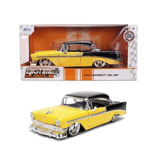 JADA TOYS JAD 36648 Jada 1/24 "BIGTIME Muscle" 1956 Chevy Bel Air - Yellow-Black DIE-CAST