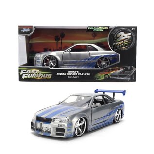 JADA TOYS JAD 36818 Jada 1/24 "Fast & Furious 25th anniversary" Brian's Nissan Skyline GT-R - Color Brush Finish