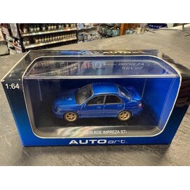 AA 20221 SUBARU IMPREZA WRX STI 2001 BLUE 1/64 DIE-CAST