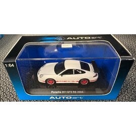 AA 28031 PORSCHE 911 GT3 RS 2004 WHITE WITH RED STRIPE ON TWO SIDES 1/64 DIE-CAST