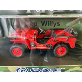 GATE GAT 01067 Jeep Willys RED 1/18 (small crease in window box, item is perfect)
