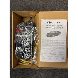 GATE GAT 06054 Porsche 996 Cabriolet 1/18 diecast assembly kit (tools and glue required) Yellow version