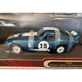 YATMING RS 92408 1965 SHELBY COBRA DAYTONA COUPE #15 BLUE WITH WHITE STRIPES 1/18 DIE-CAST