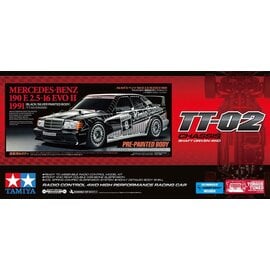 TAMIYA TAM 47525 MERCEDES-BENZ 190 E 2.5-16 EVO II 1991 TT-02 WITH PRE-PAINTED BODY BLACK/SILVER W/ESC