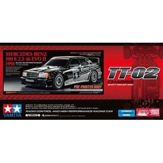 TAMIYA TAM 47525 MERCEDES-BENZ 190 E 2.5-16 EVO II 1991 TT-02 WITH PRE-PAINTED BODY BLACK/SILVER W/ESC