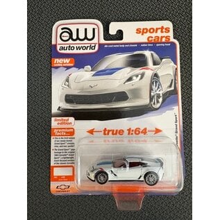 AUTOWORLD AW 06762 2018 CHEVY CORVETTE GRAND SPORT ARCTIC WHITE 1/64 DIE-CAST