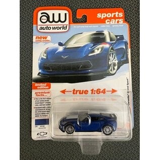 AUTOWORLD AW 06768 2018 CHEVY CORVETTE GRAND SPORT ADMIRAL BLUE 1/64 DIE-CAST