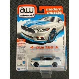 AUTOWORLD AW 06770 2016 FORD MUSTANG GT KING PREMIER EDITION OXFORD WHITE AND PETTY BLUE 1/64 DIE-CAST