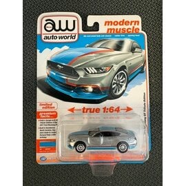 AUTOWORLD AW 06764 2017 FORD MUSTANG GT TRIBUTE EDITION INGOT SILVER AND PETTY BLUE 1/64 DIE-CAST