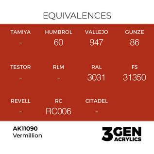 AK INTERACTIVE AK 11090 AK Interactive 3G Acrylic Vermillion 17ml