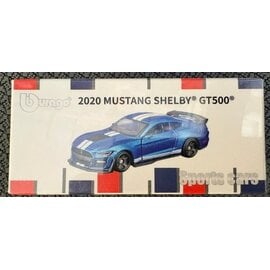 BURAGO BUR 242365 2020 MUSTANG SHELBY GT500 BLUE/WHITE STRIPES 1/64 DIE-CAST