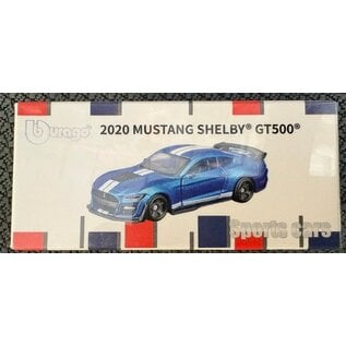 BURAGO BUR 242365 2020 MUSTANG SHELBY GT500 BLUE/WHITE STRIPES 1/64 DIE-CAST