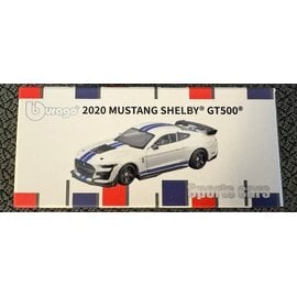 BURAGO BUR 244307 2020 MUSTANG SHELBY GT500 WHITE/BLUE STRIPES 1/64 DIE-CAST