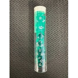 BB DICE-DRK-GRN TRANSPARENT DICE POLYHEDRAL DARK-GREEN/WHITE (7PCS)