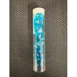 BB DICE-LT-BLU TRANSPARENT DICE POLYHEDRAL LIGHT-BLUE/WHITE (7PCS)