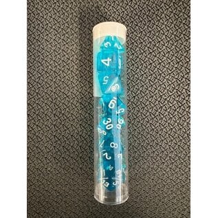 BB DICE-LT-BLU TRANSPARENT DICE POLYHEDRAL LIGHT-BLUE/WHITE (7PCS)