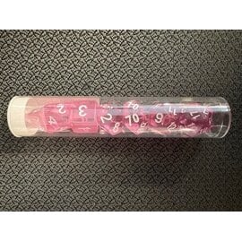 BB DICE-LT-PNK TRANSPARENT DICE POLYHEDRAL LIGHT-PINK/WHITE (7PCS)