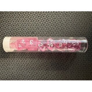 BB DICE-LT-PNK TRANSPARENT DICE POLYHEDRAL LIGHT-PINK/WHITE (7PCS)
