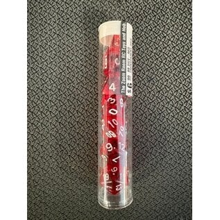 BB DICE-RED TRANSPARENT DICE POLYHEDRAL RED/WHITE (7PCS)