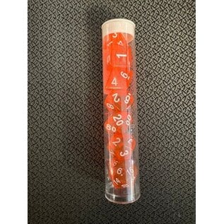 BB DICE-ORN TRANSPARENT DICE POLYHEDRAL ORANGE/WHITE (7PCS)